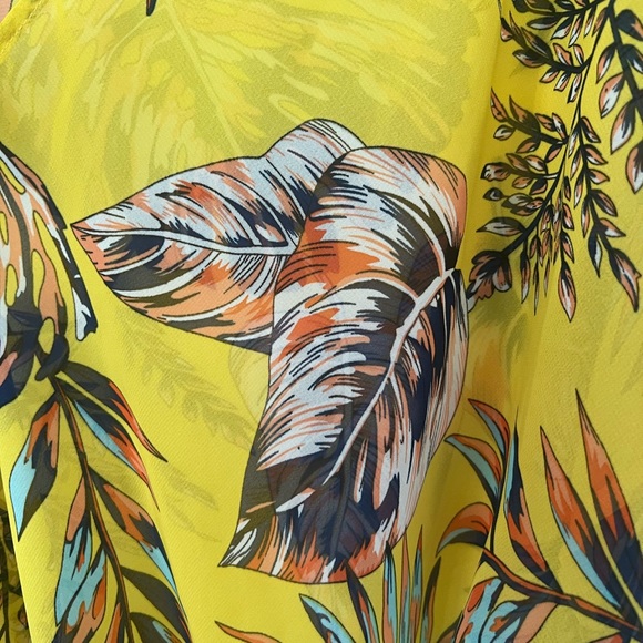Women’s Boho Leaf Print Open Front Sheer Kimono Cardigan Cover Up - Picture 6 of 8